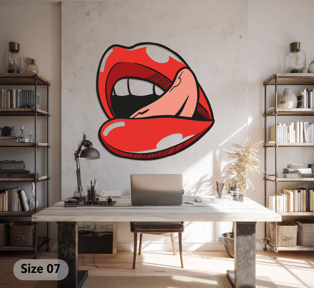 Red Lips Metal Wall Art – Pop Art Lip Design Modern Wall Decor