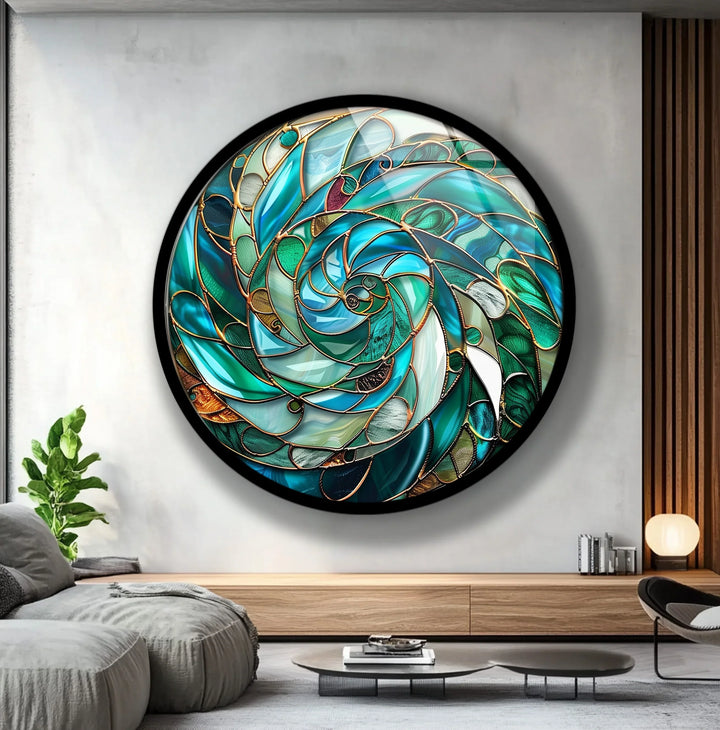 Verdant Vortex Spiral – Round Glass Wall Art - MyPhotoStation