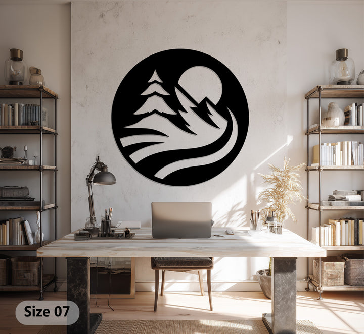 Modern mountain silhouette metal decor