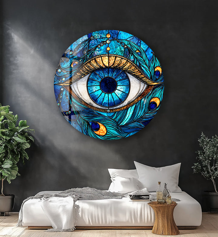 Mystic Eye Radiance – Round Glass Wall Art