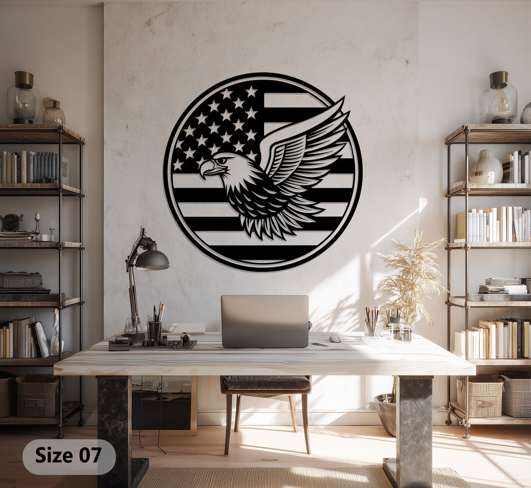 USA flag eagle design metal art for modern interiors