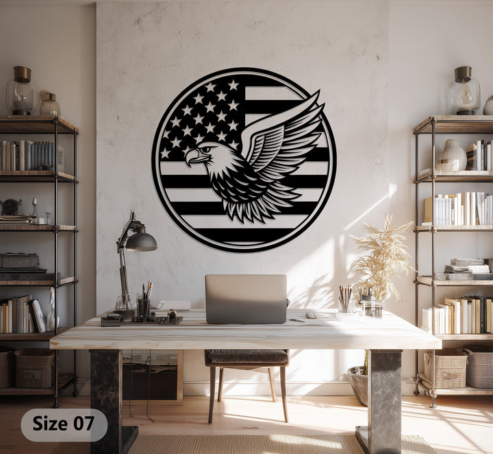 USA flag eagle design metal art for modern interiors