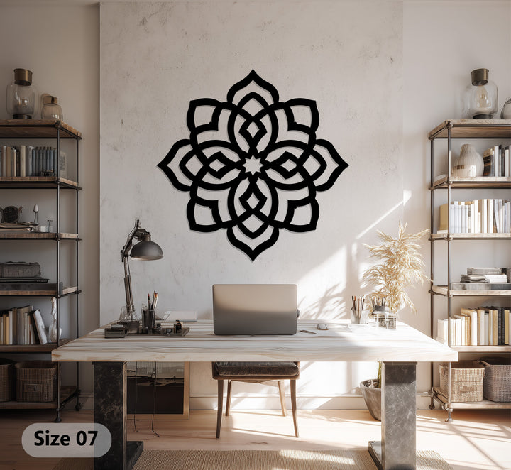 Boho lotus metal wall art for meditation rooms