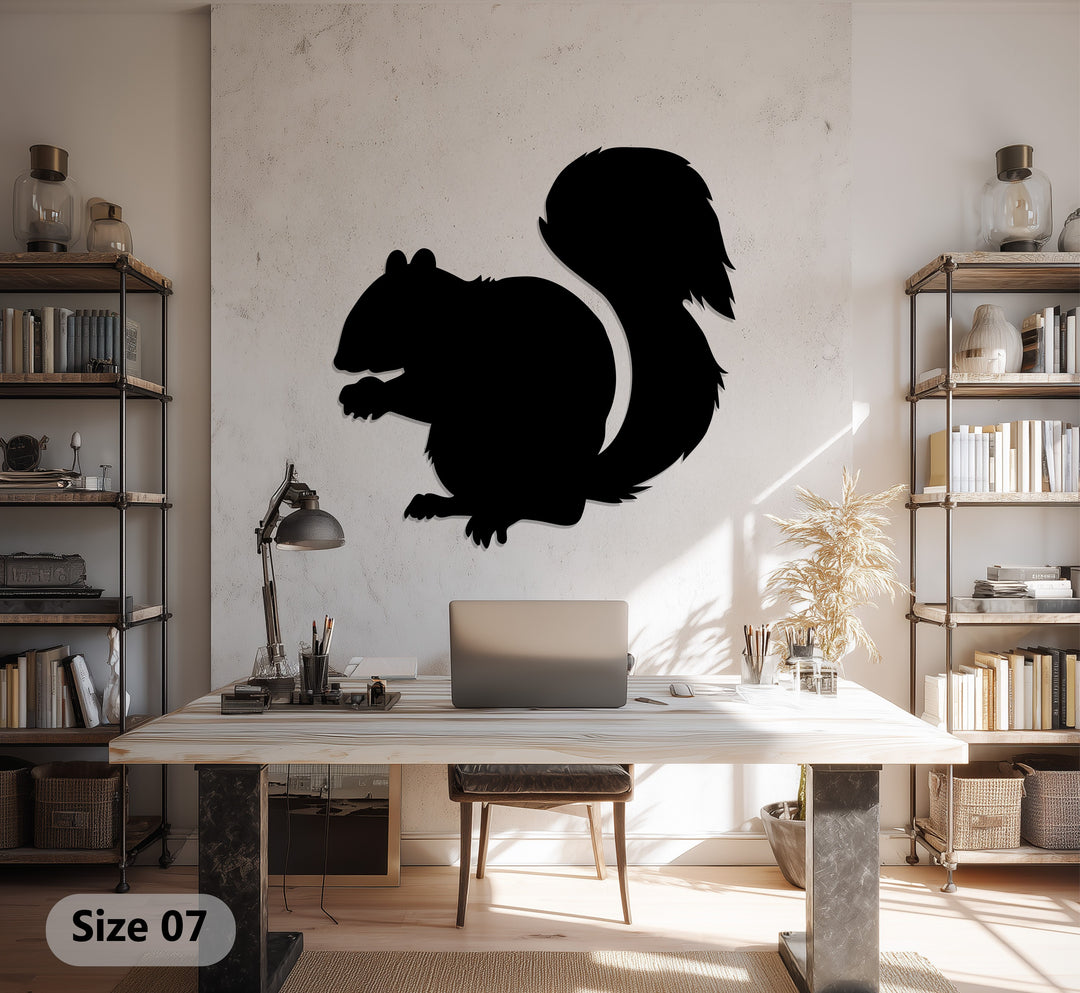 Squirrel Silhouette – Nature-Inspired Metal Wall Art