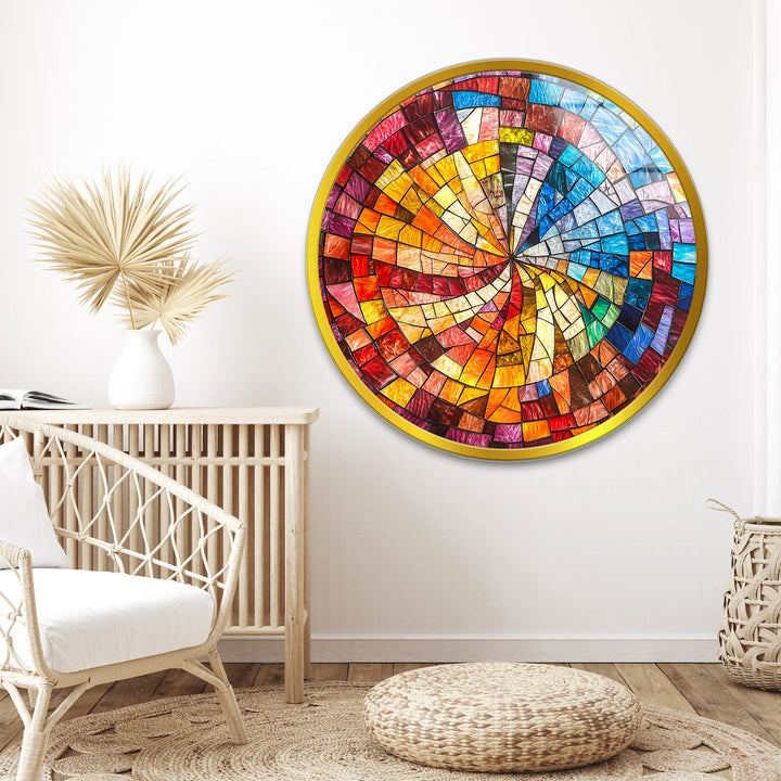 Solar Spiral Burst – Round Glass Wall Art - MyPhotoStation