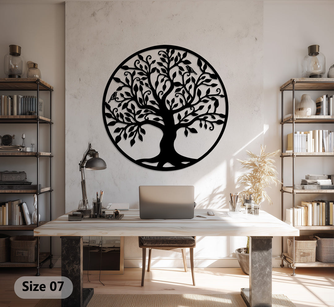 Tree of Life Circle – Metal Wall Art with Birds