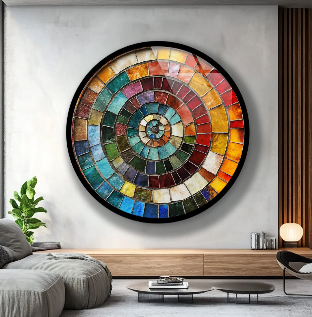 Color Wheel Mosaic Round Glass Wall Art - MyPhotoStation