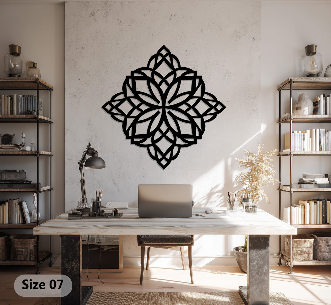 Ethereal Bloom – Geometric Mandala Metal Wall Art