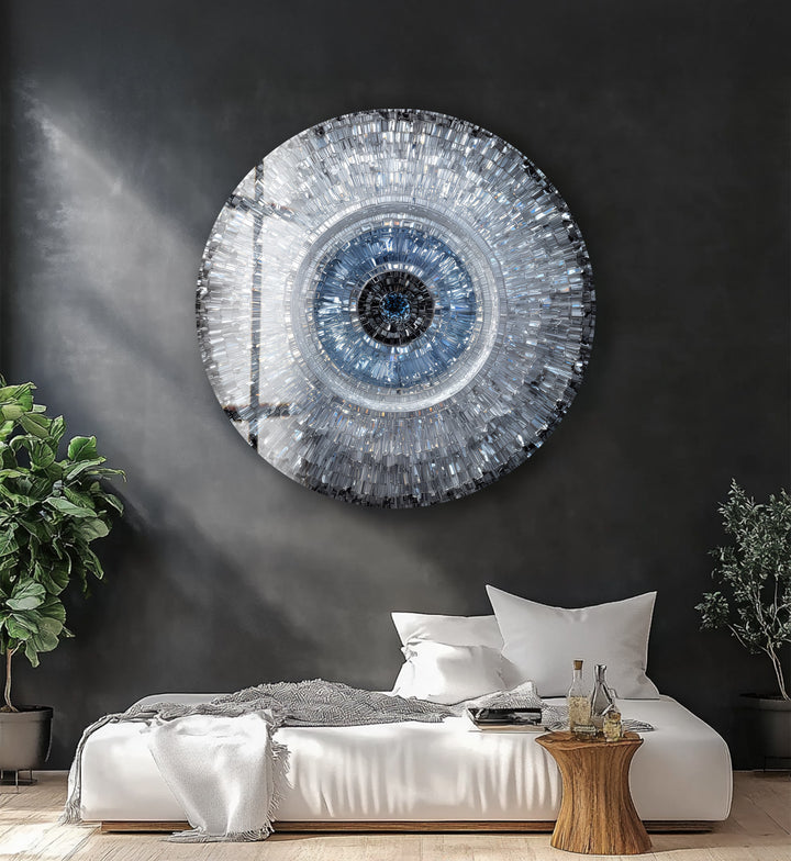 Abstract Crystal Mosaic Eye – Round Glass Wall Art