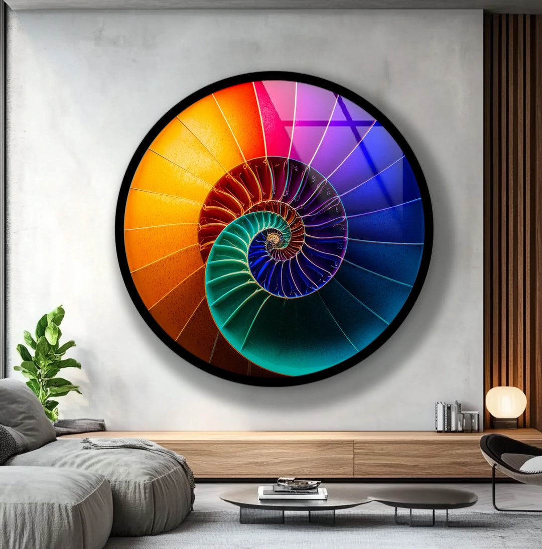Cosmic Spiral Shell Design – Round Glass Wall Art - MyPhotoStation