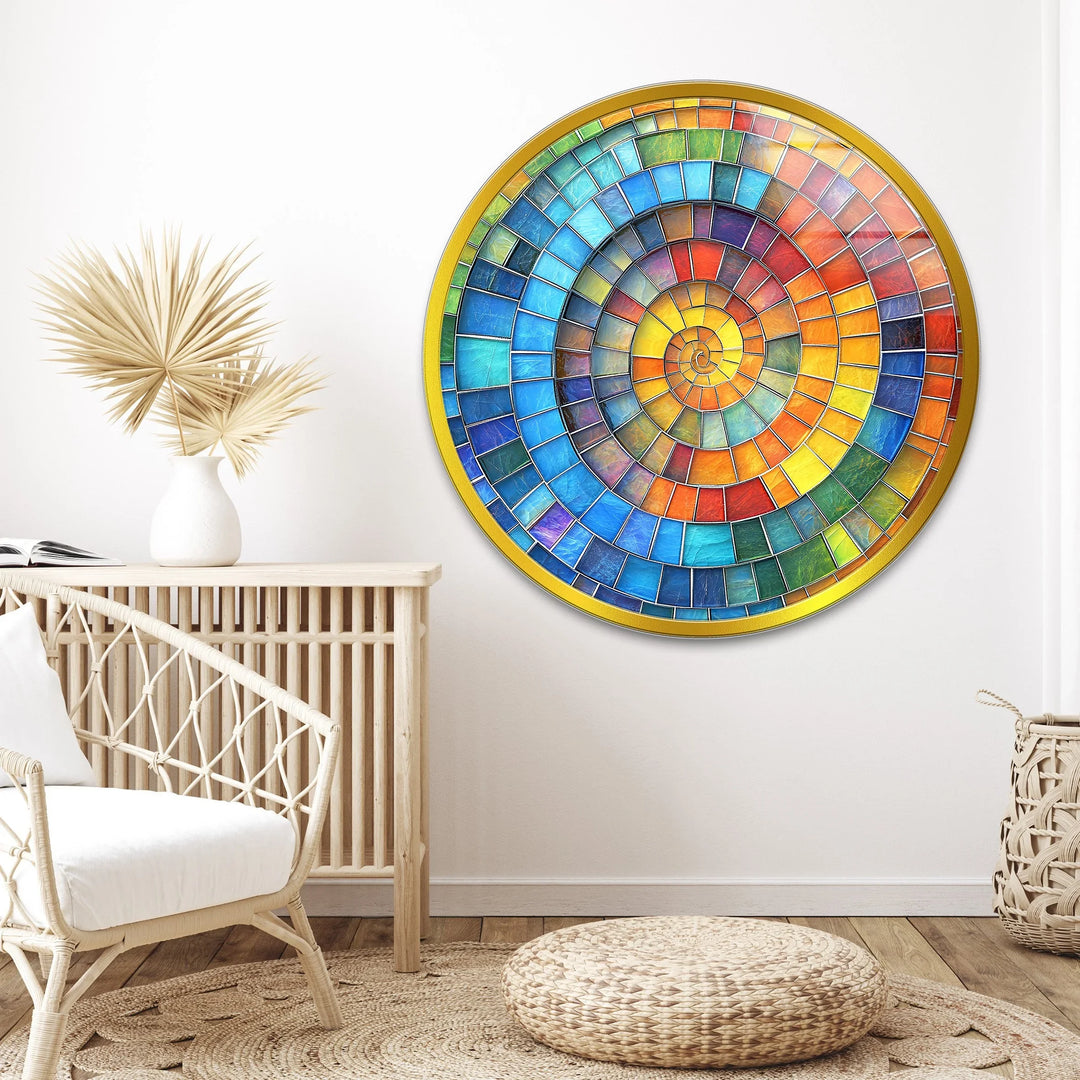 Prismatic Spiral Glow – Round Glass Wall Art - MyPhotoStation