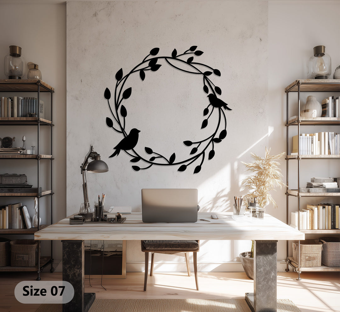 Armonia in volo – Ghirlanda di uccelli Decorazioni Murali in Metallo