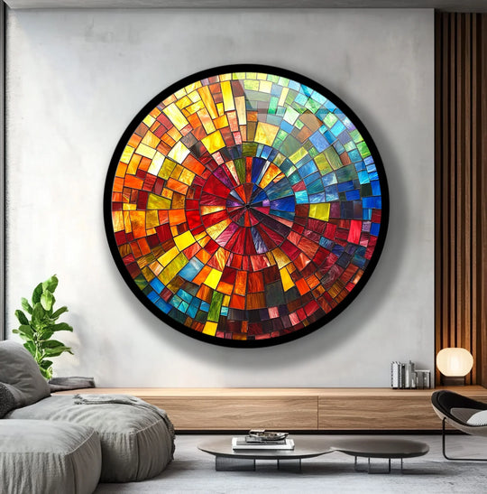 Spectrum Radiance Mosaic Round Glass Wall Art - MyPhotoStation