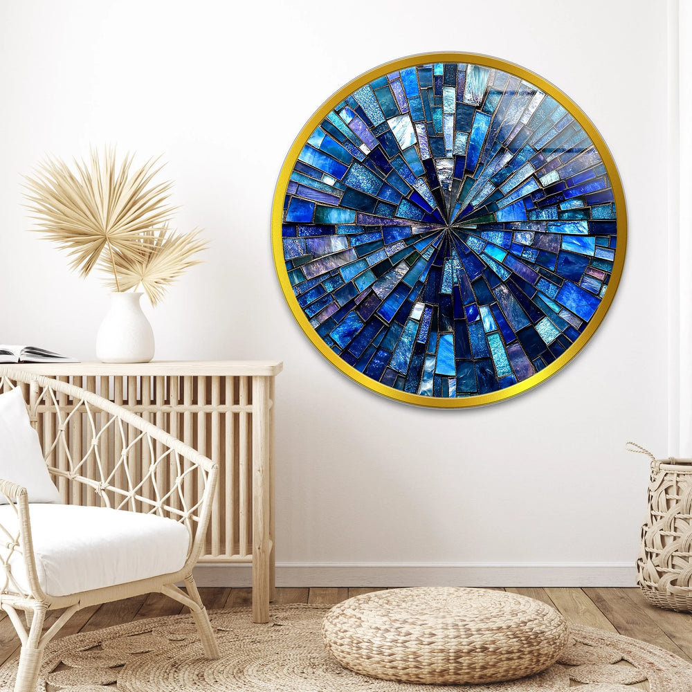 Radiant Mosaic Burst – Round Glass Wall Art - MyPhotoStation
