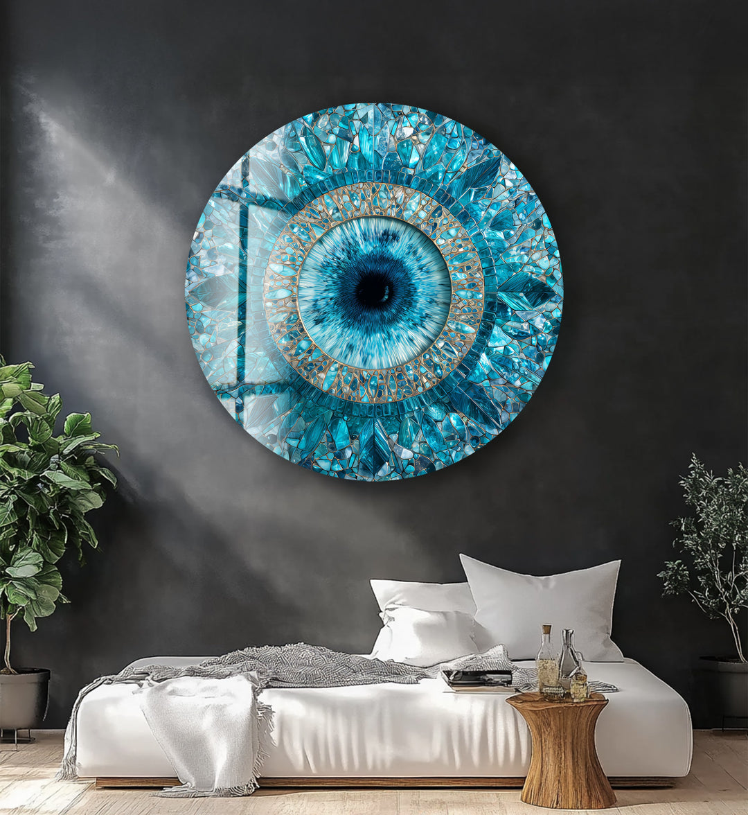 Aqua Vision Mosaic – Round Glass Wall Art