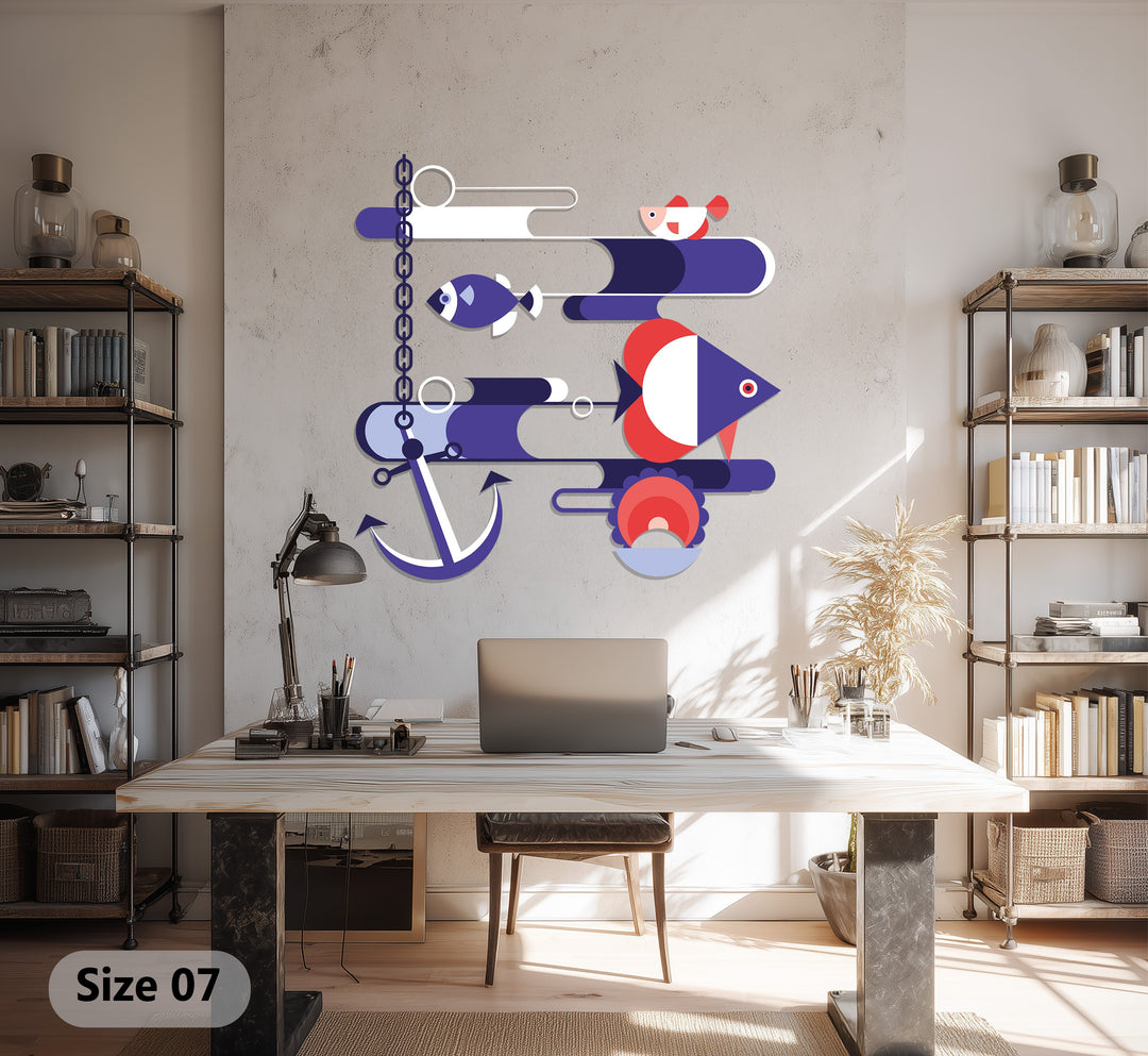 Nautical Harmony Metal Wall Art – Modern Ocean-Inspired Abstract Design