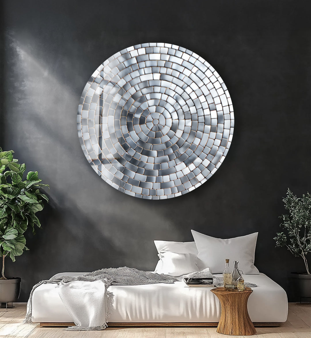 Steel Ripple – Round Glass Wall Art