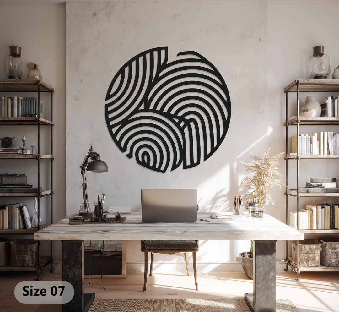 Geometric Waves Circle – Abstract Metal Wall Art