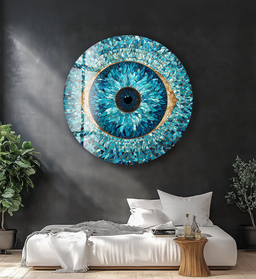 Guardian Iris – Round Glass Wall Art