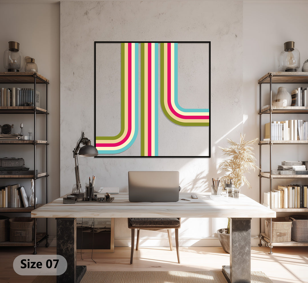 Retro Lines Metal Wall Art – Colorful Geometric Modern Home Decor