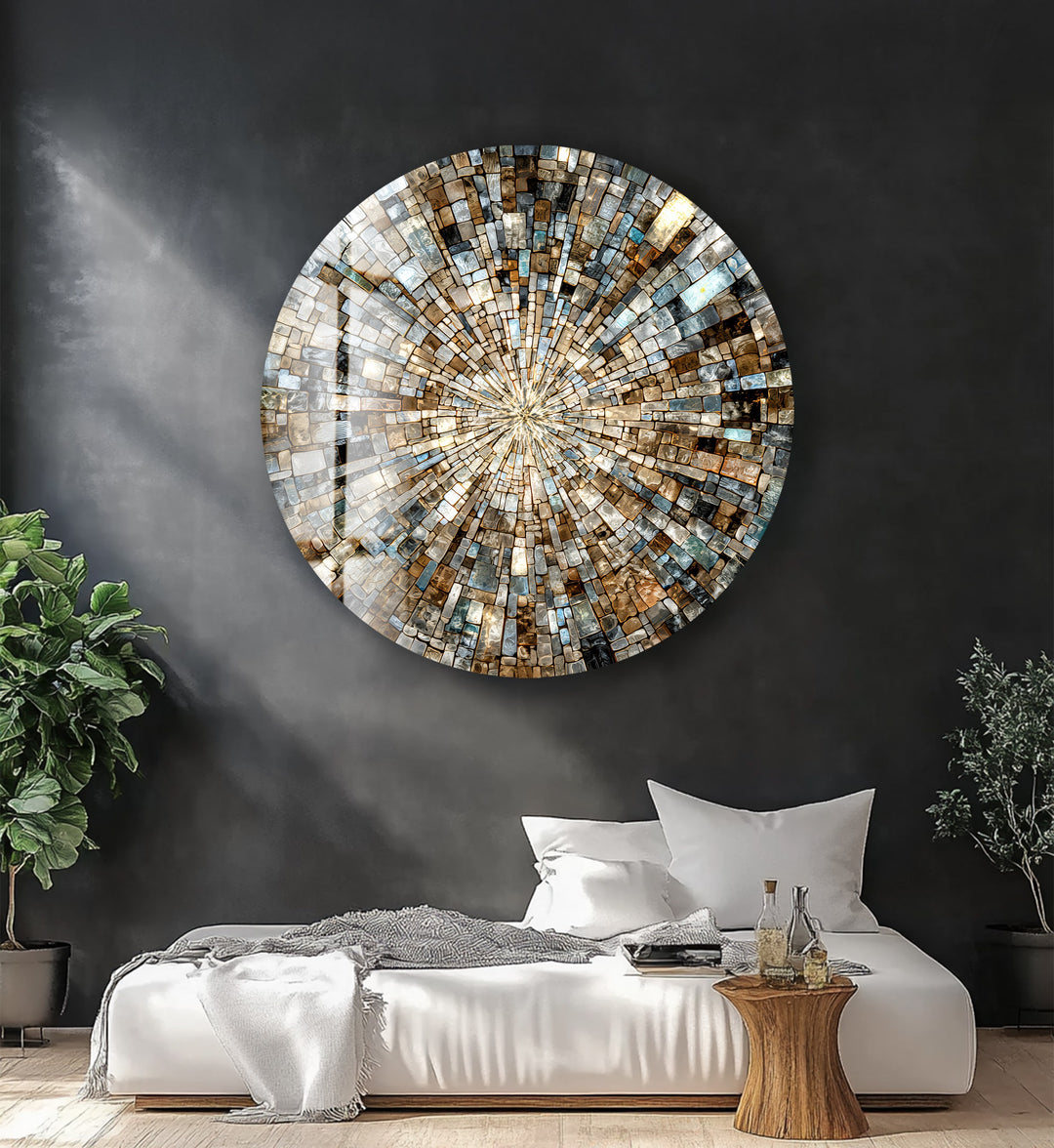 Natural Stone – Mosaic Round Glass Wall Art