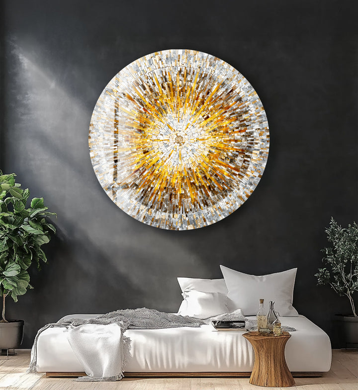 Sunbeam Mosaic Design  – Round Glass Wall Art