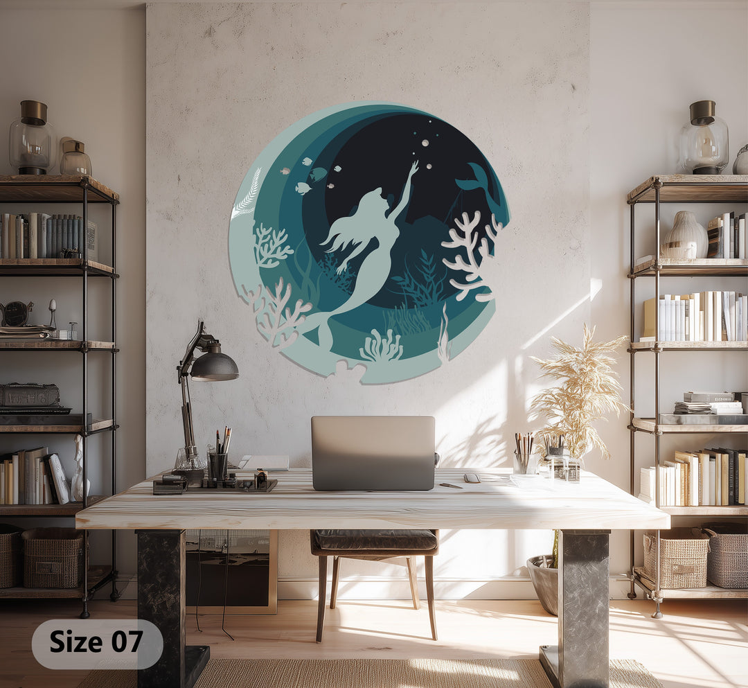 Underwater Dream Mermaid Metal Wall Art – Ocean Fantasy Decor