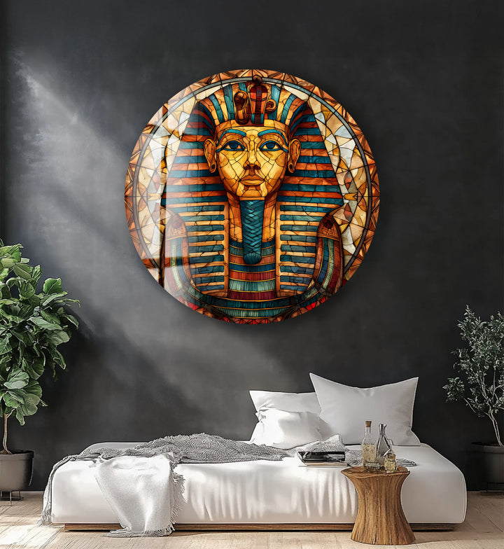 Pharaoh’s Gaze – Round Glass Wall Art
