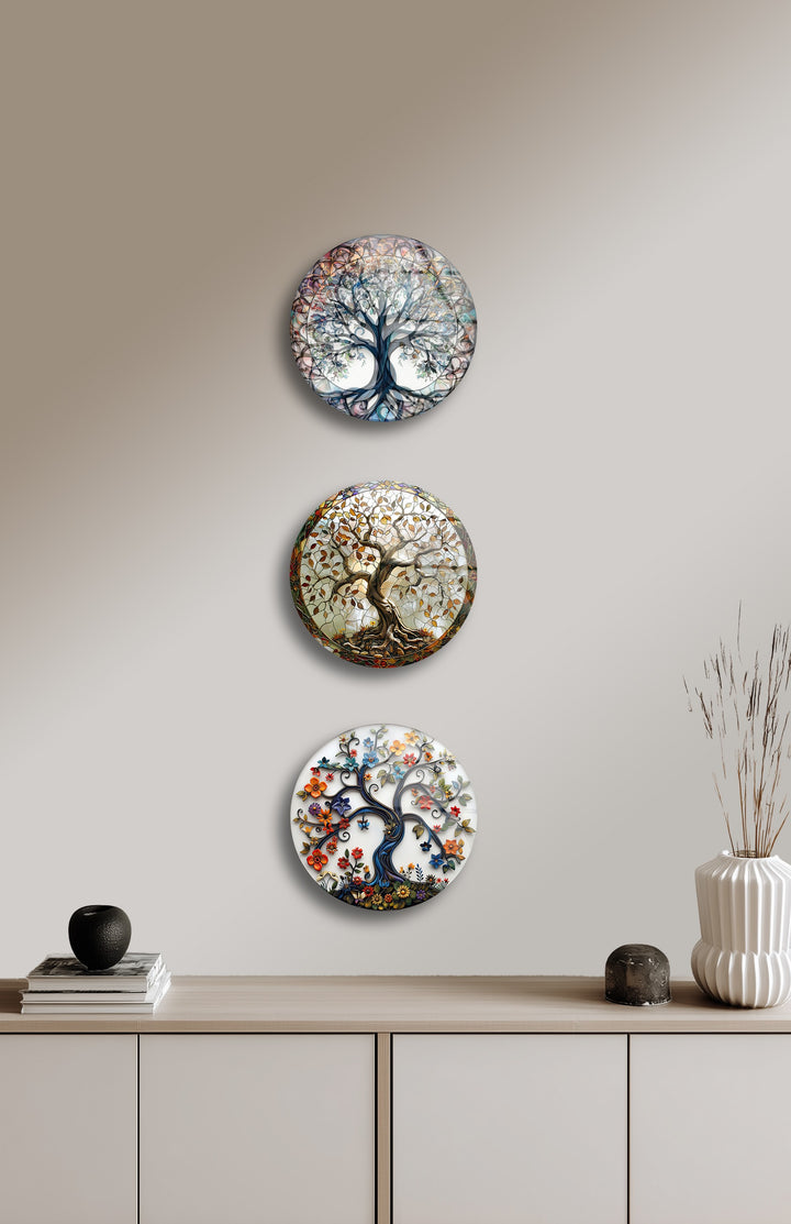Tree of Life glass wall art with mosaic details