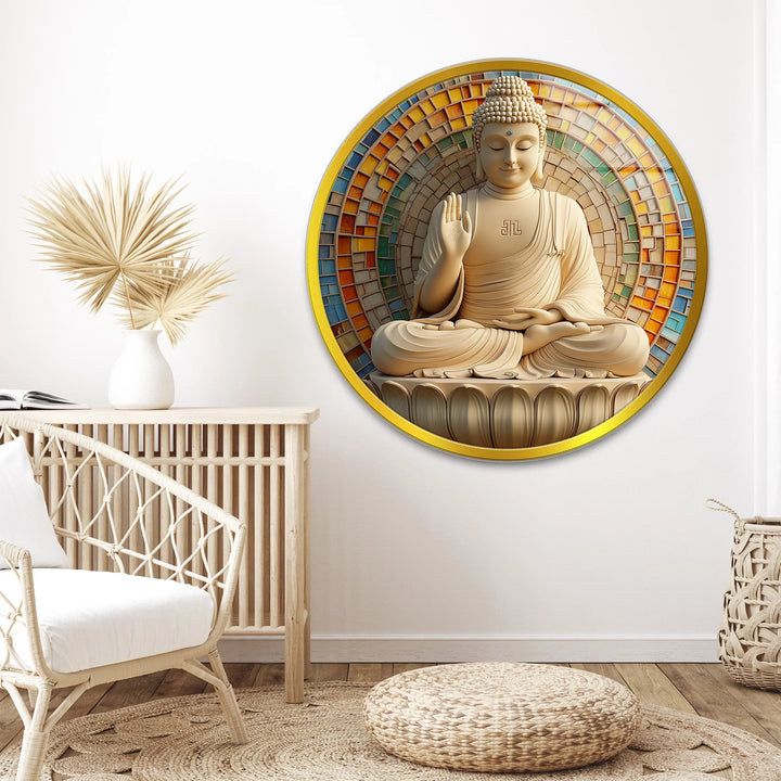 Enlightened Serenity Buddha – Round Glass Wall Art - MyPhotoStation