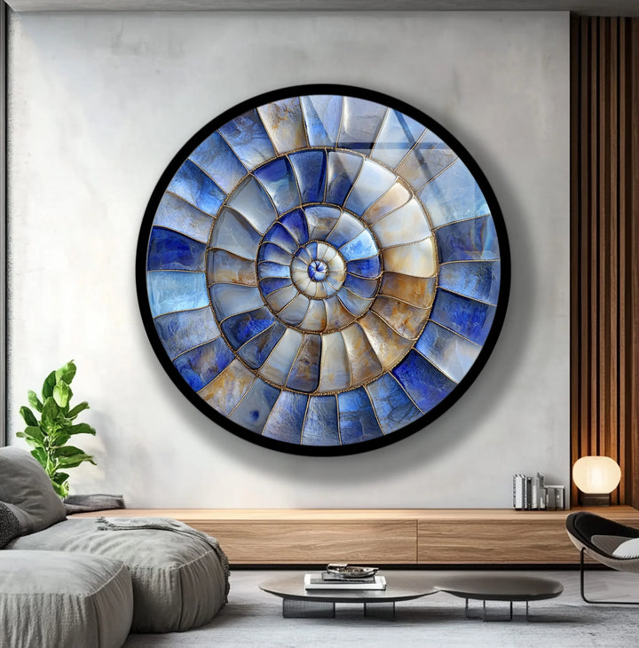 Coastal Blue & Sand Round Glass Wall Art - MyPhotoStation