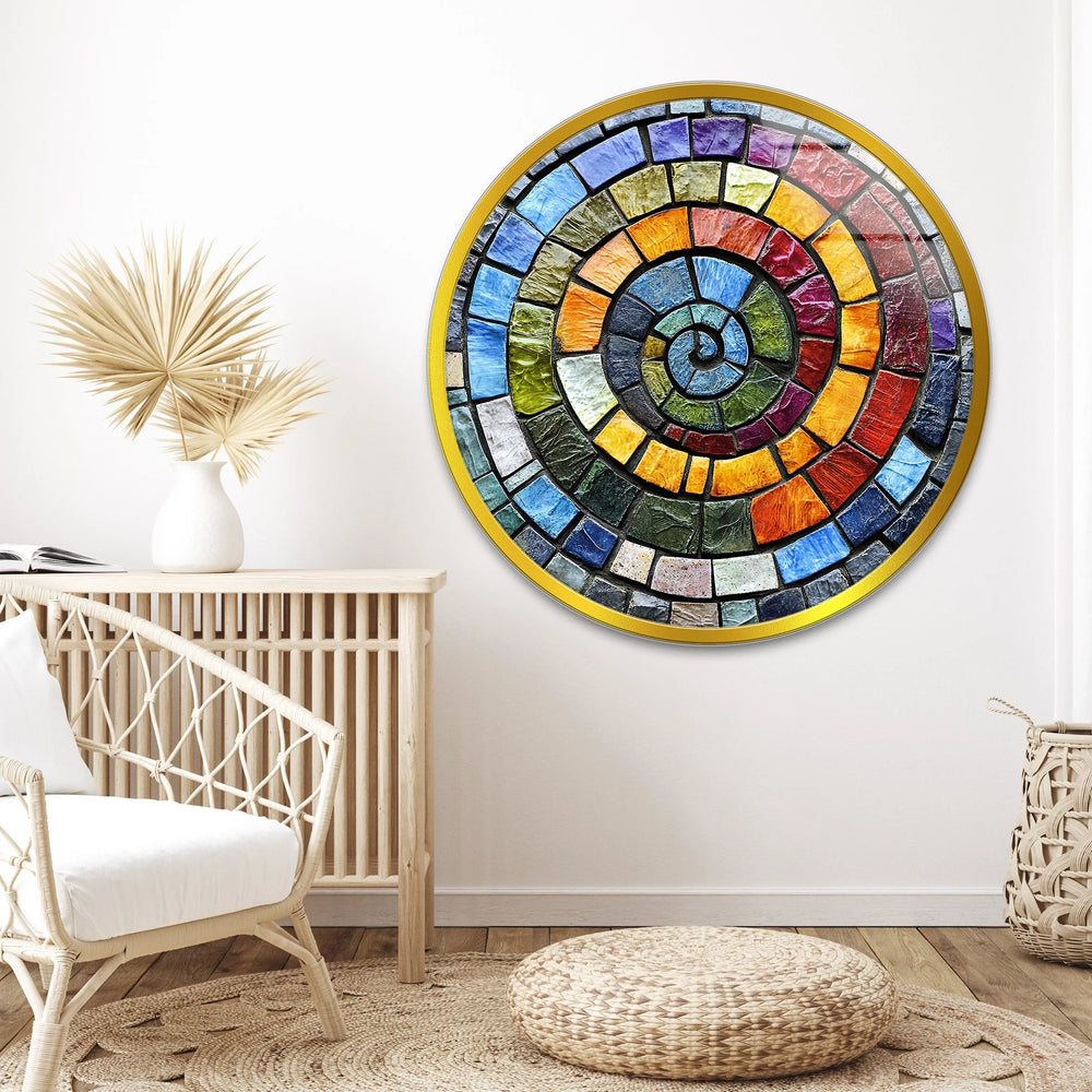 Textured Rainbow Spiral – Round Glass Wall Art - MyPhotoStation