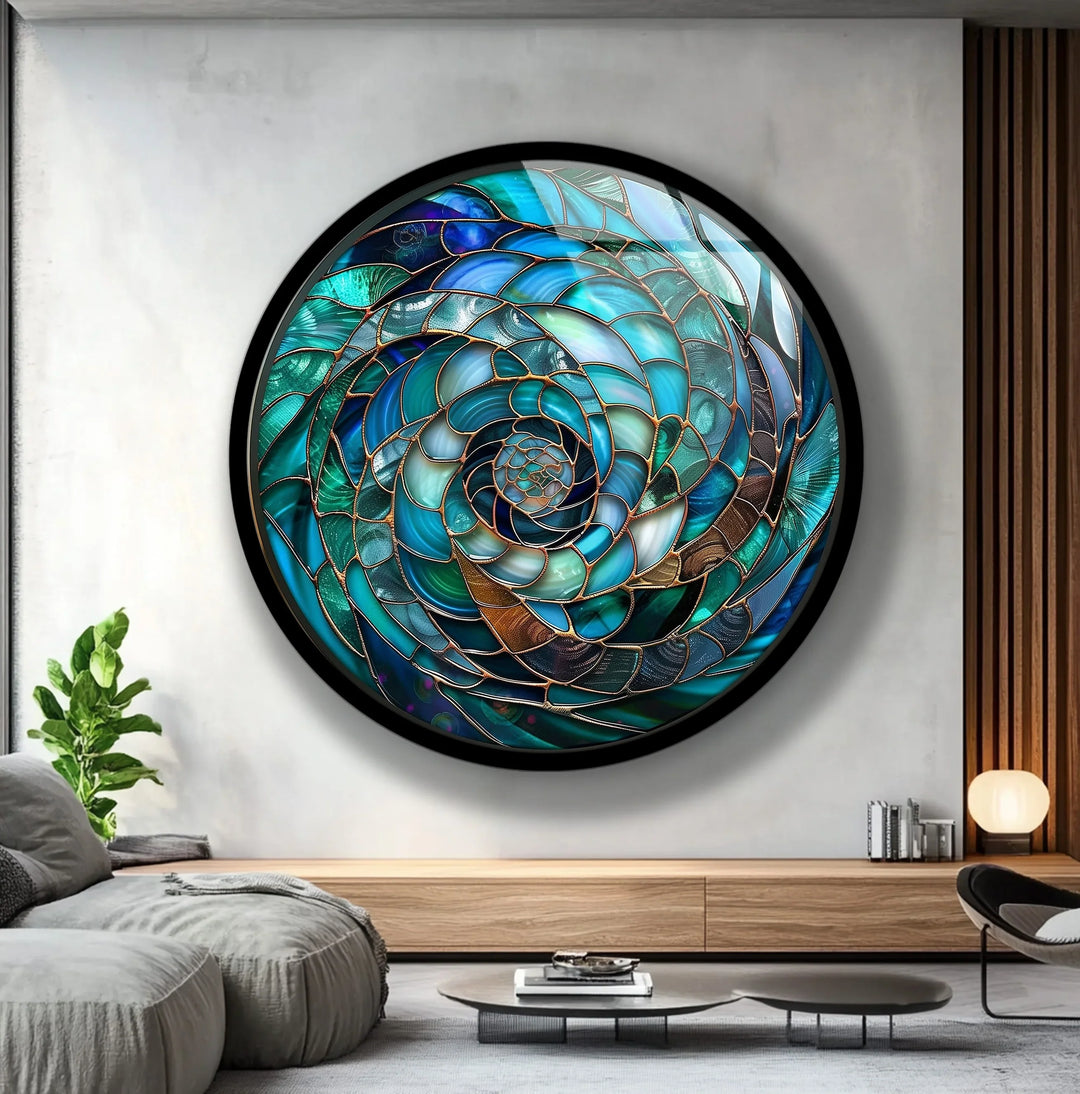 Ocean Vortex Spiral – Round Glass Wall Art - MyPhotoStation
