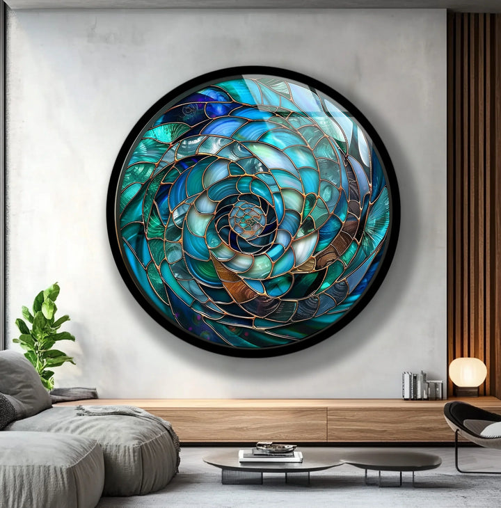 Ocean Vortex Spiral – Round Glass Wall Art - MyPhotoStation