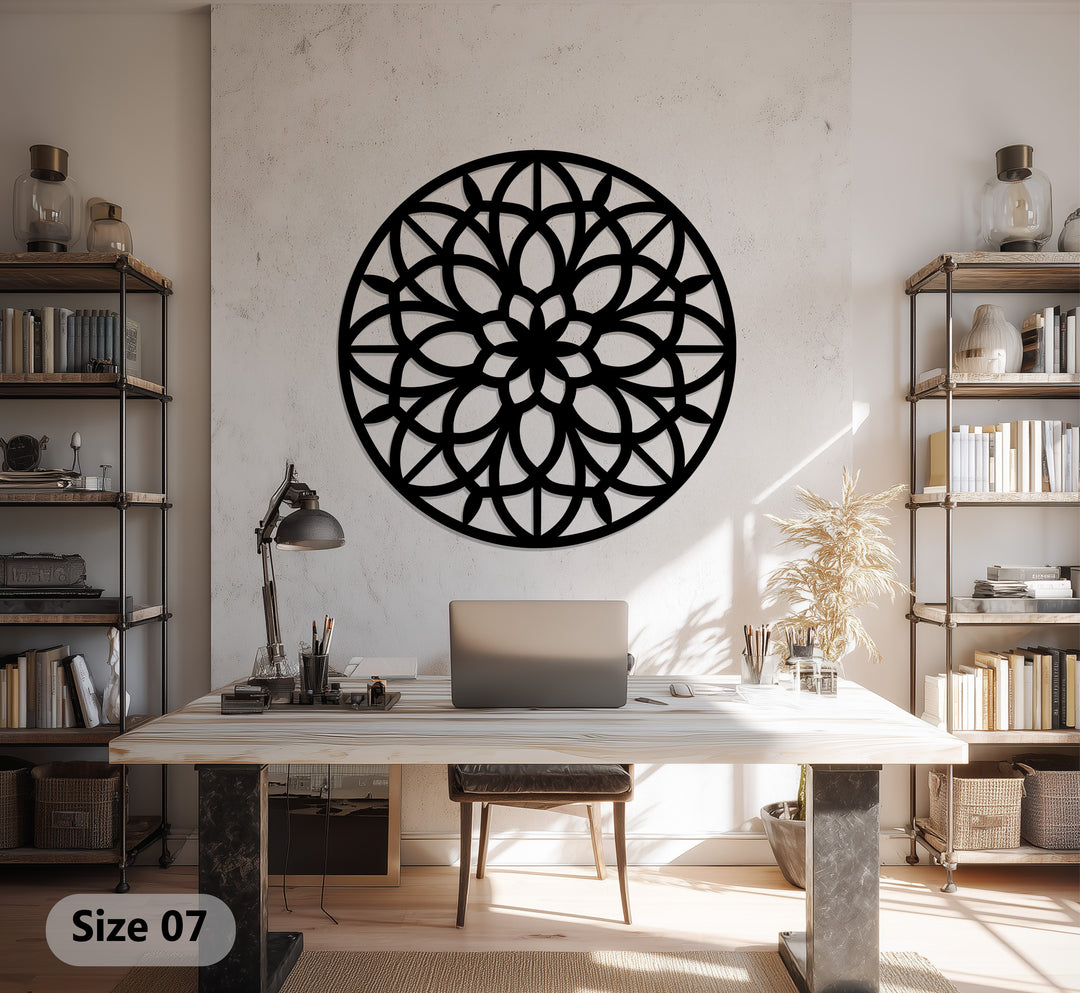 تناغم الأزهار – ماندالا فن جداري معدني