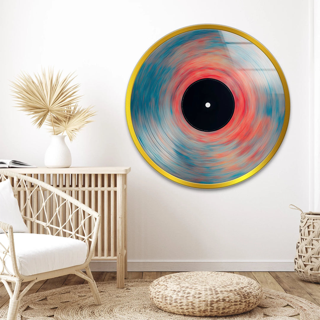 Vinyl-Inspired Abstract Swirl – Round Glass Wall Art - MyPhotoStation