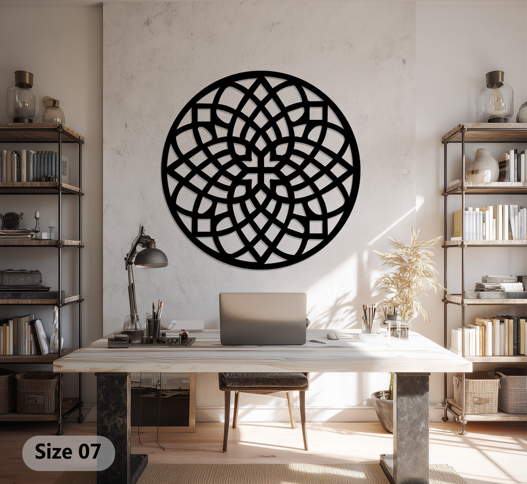 Sacred geometry inspired circular metal décor