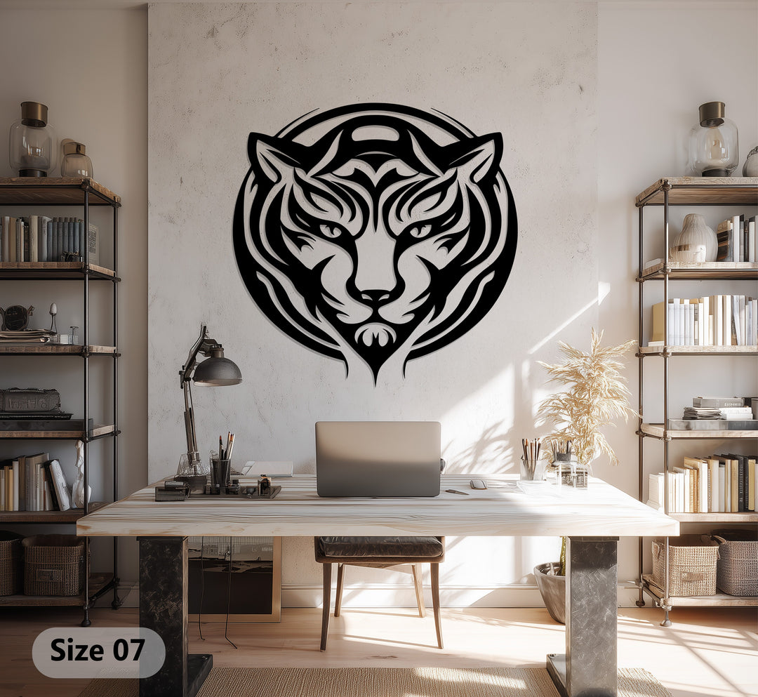 Tribal Tiger Metal Wall Art – Bold Modern Animal Design