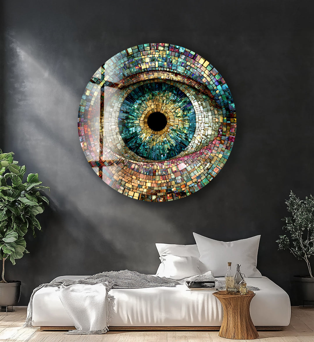 Multicolor Mosaic Pattern – Round Glass Wall Art