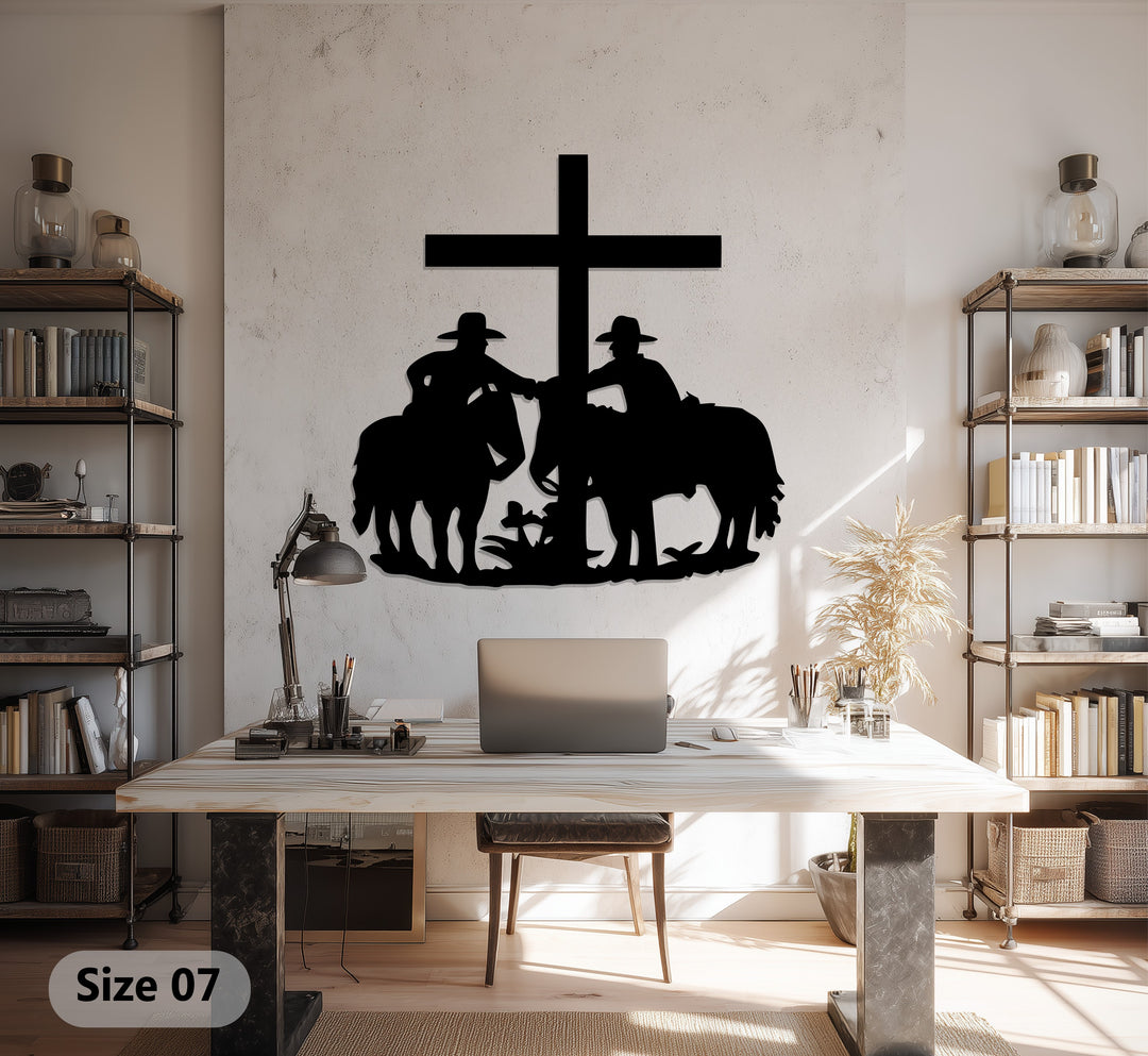 Cowboys at the Cross – Western Christian Metal Wall Art