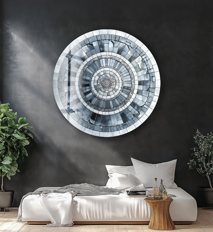 Arctic Labyrinth – Round Glass Wall Art
