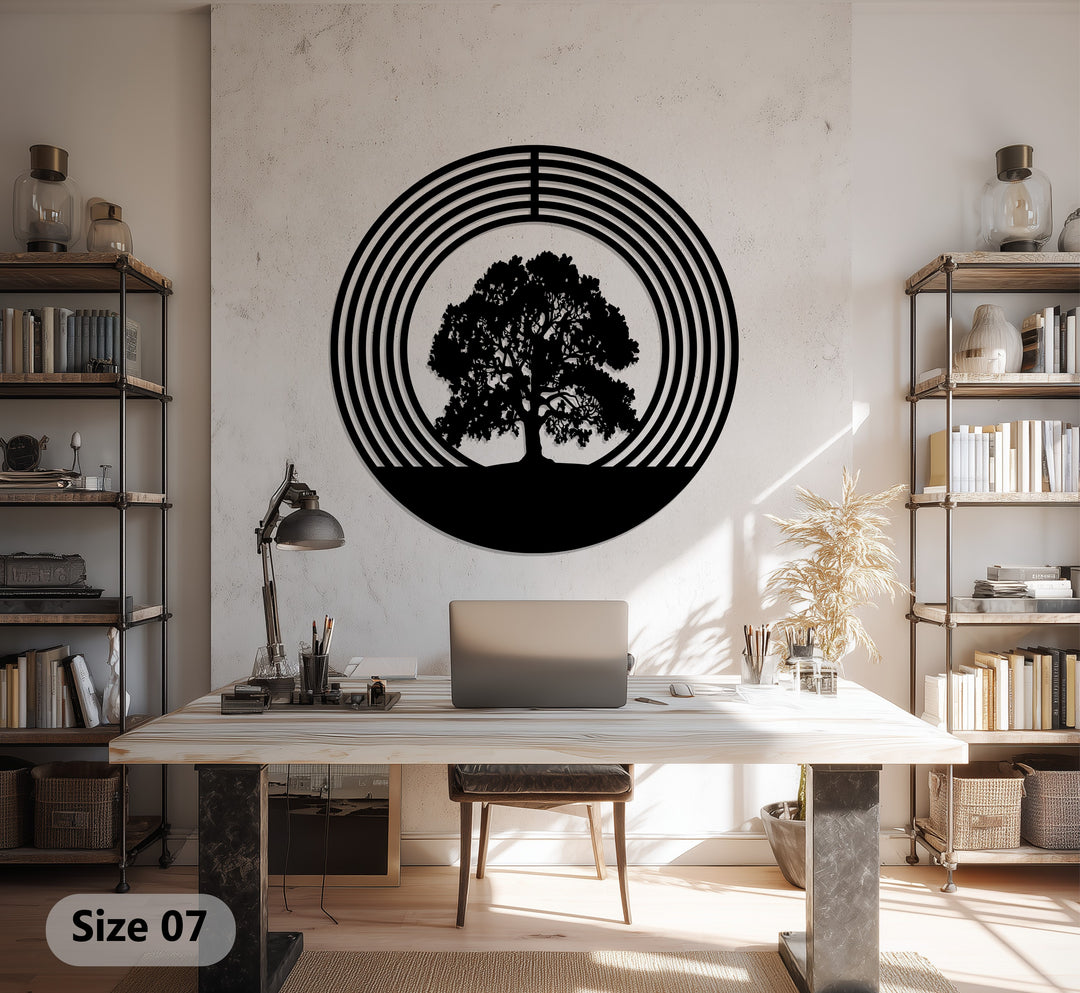Arbre de Vie Sacré–Circulaire Moderne Décoration Murale Métal