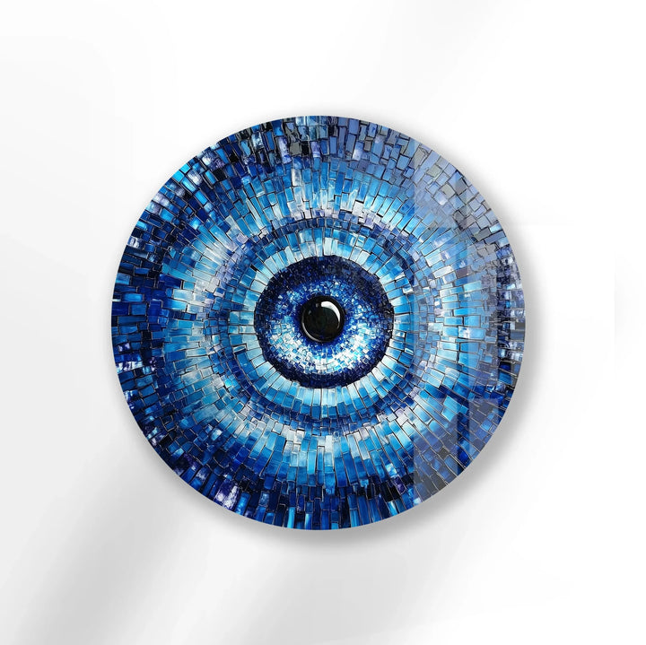Midnight Radiance Evil Eye – Round Glass Wall Art - MyPhotoStation