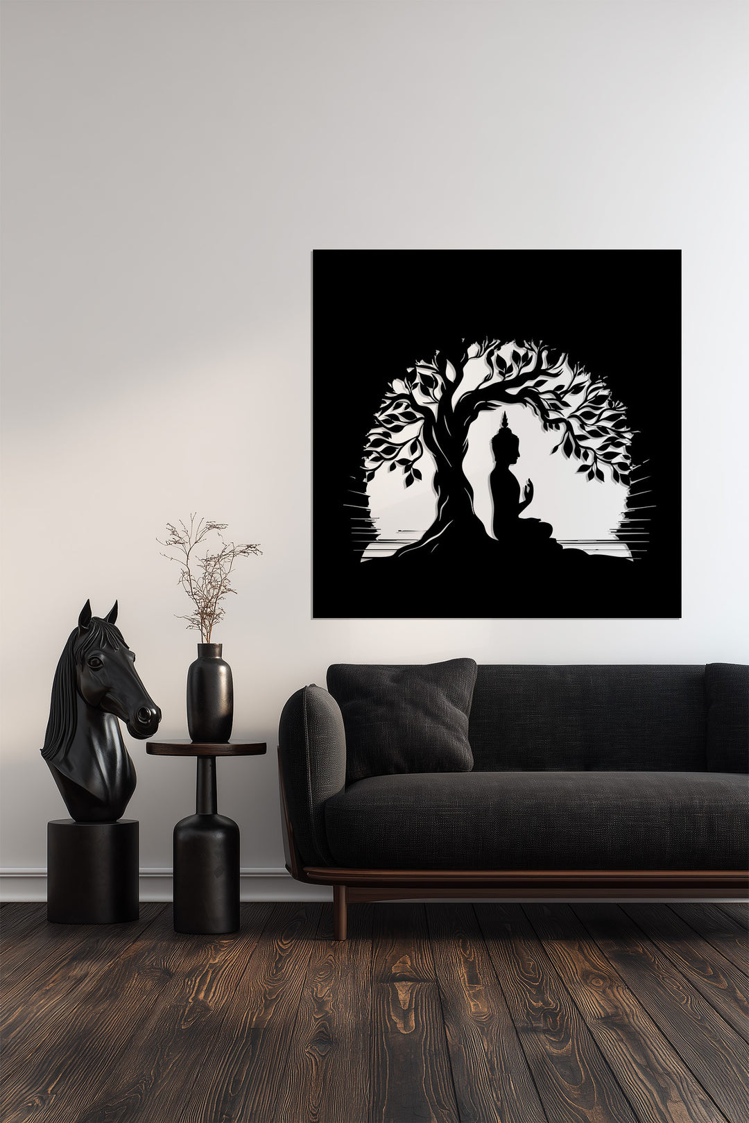 Buddha Under Bodhi Tree – Enlightenment Meditation Metal Wall Art