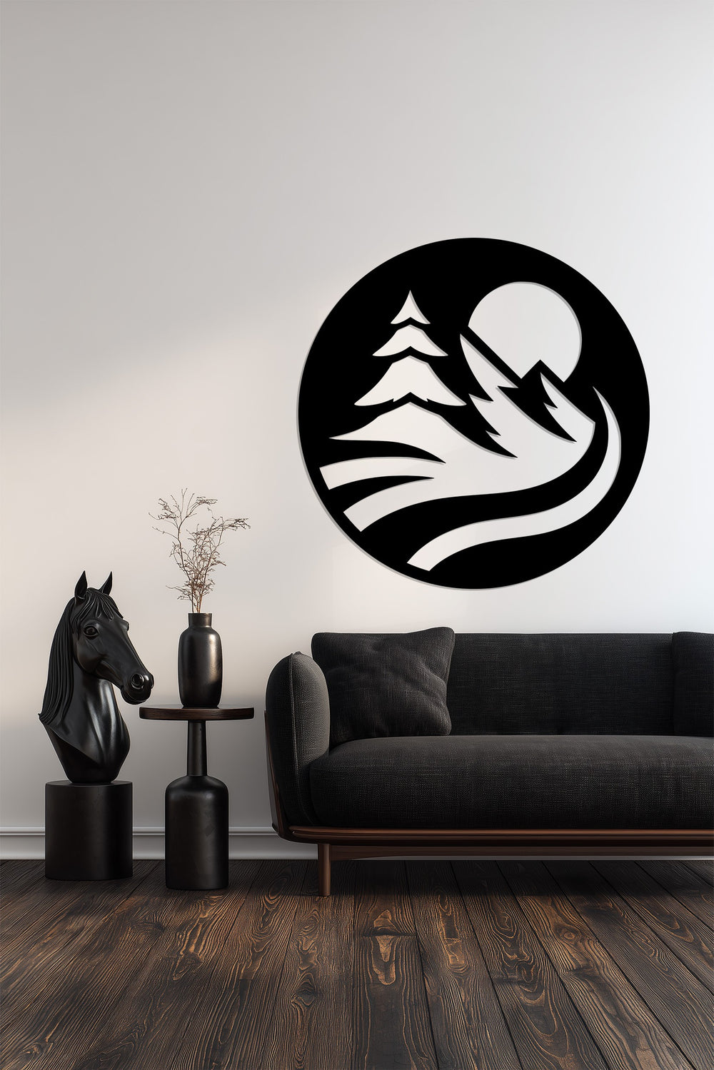 Nature inspired round metal wall decor