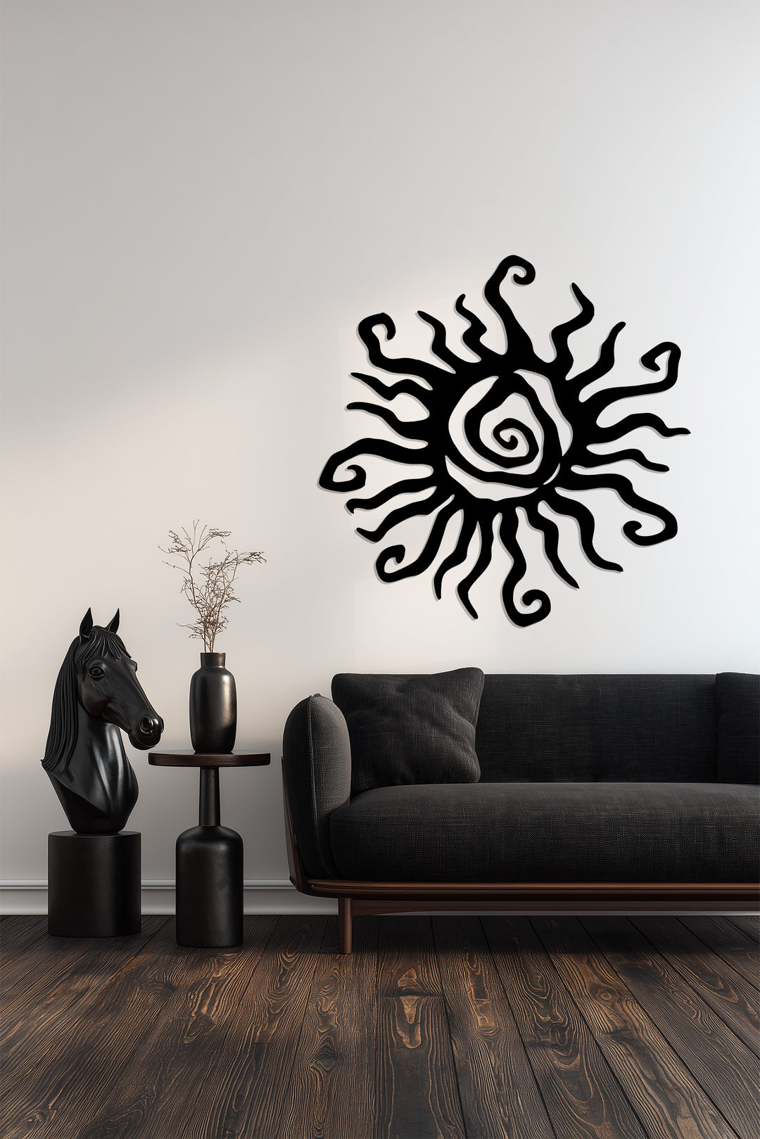 Golden Spiral Sun – Abstract Metal Wall Art