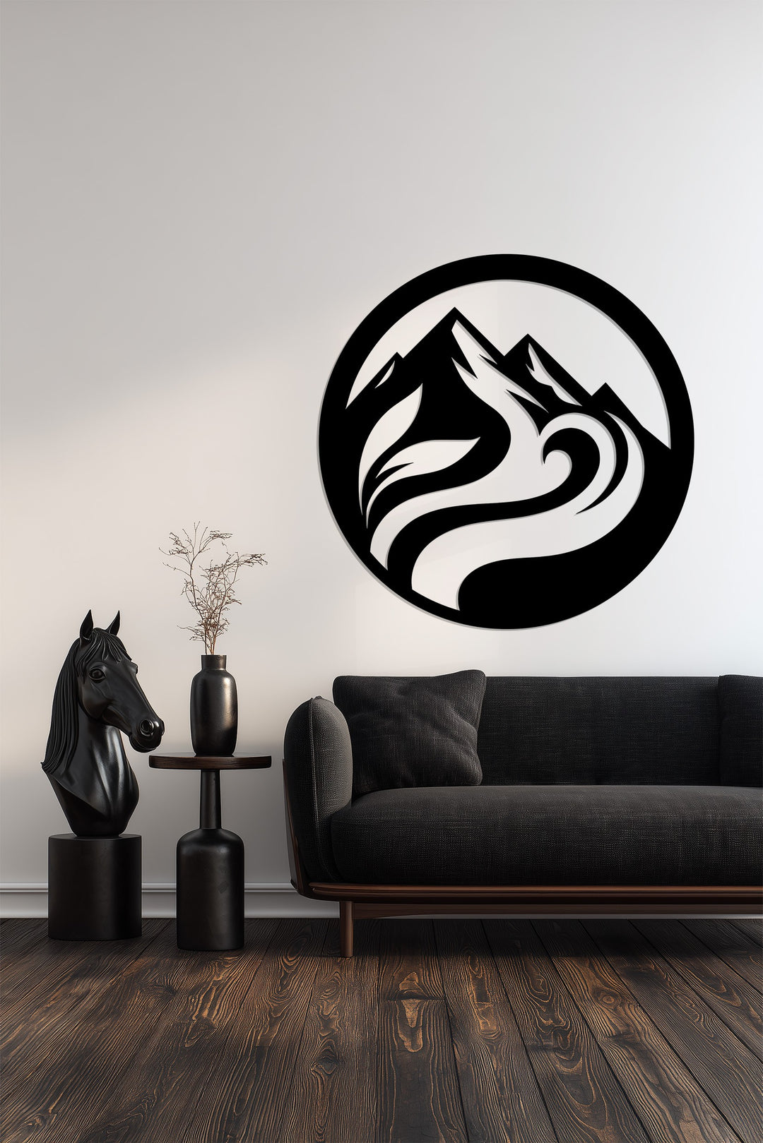 Nature inspired circle metal wall decoration