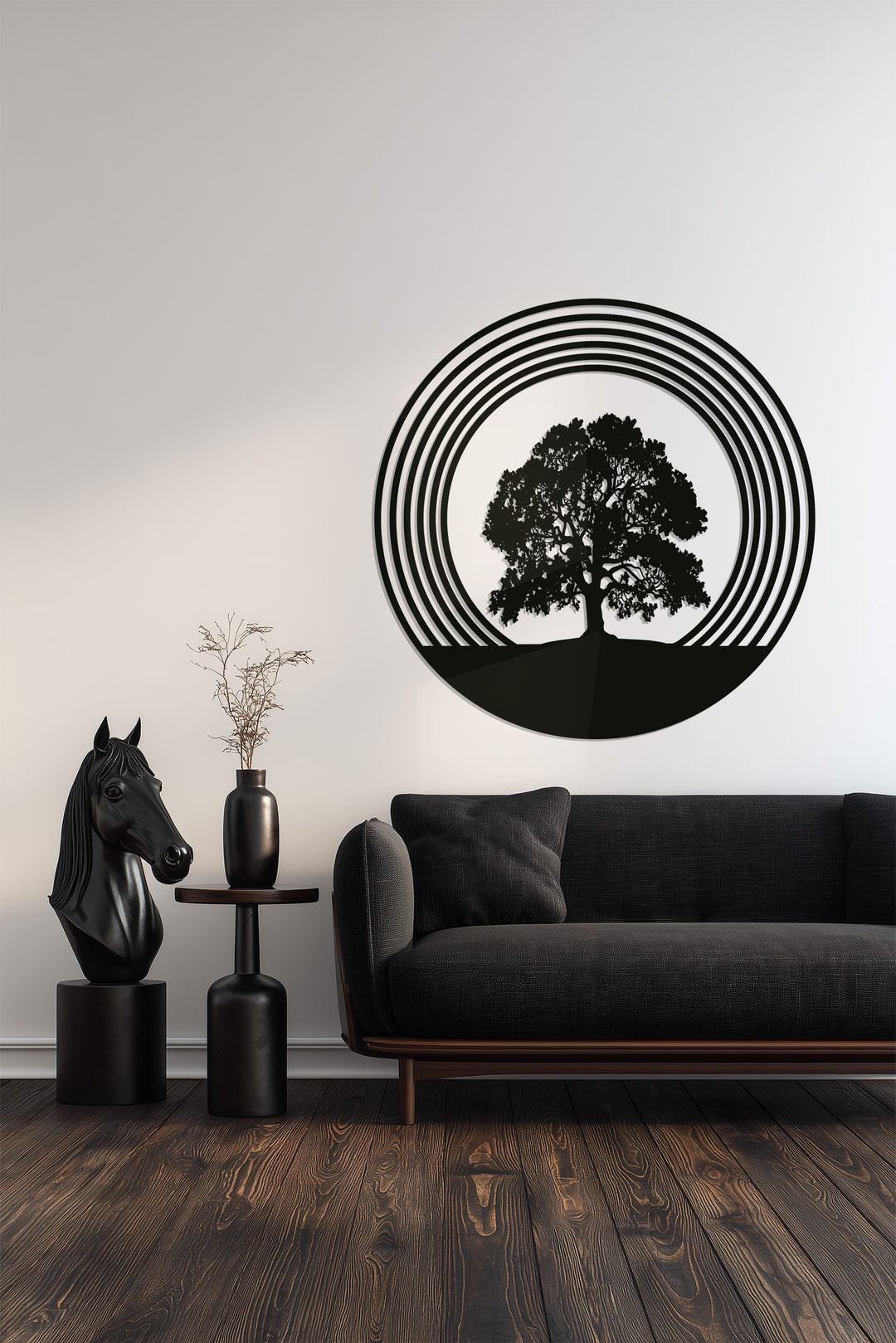 Sacred Tree of Life – Modern Circular Metal Wall Art