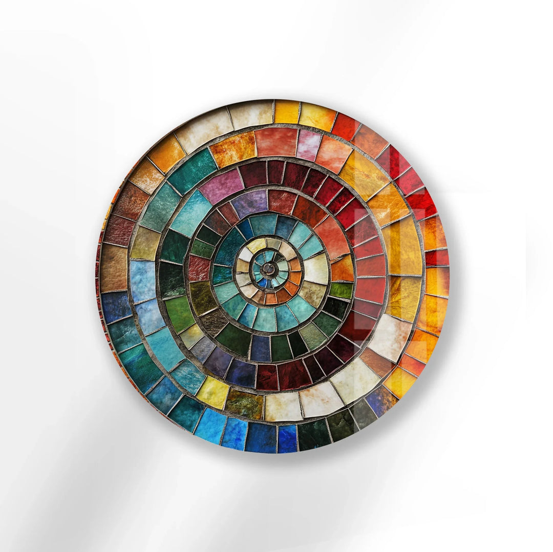 Color Wheel Mosaic Round Glass Wall Art - MyPhotoStation