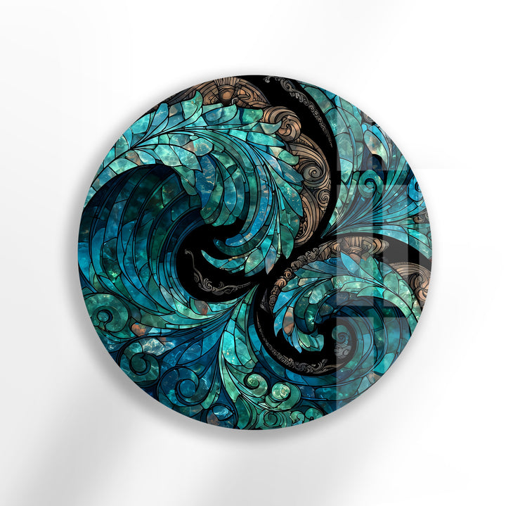 Verdant Whirlwind Mosaic – Round Glass Wall Art